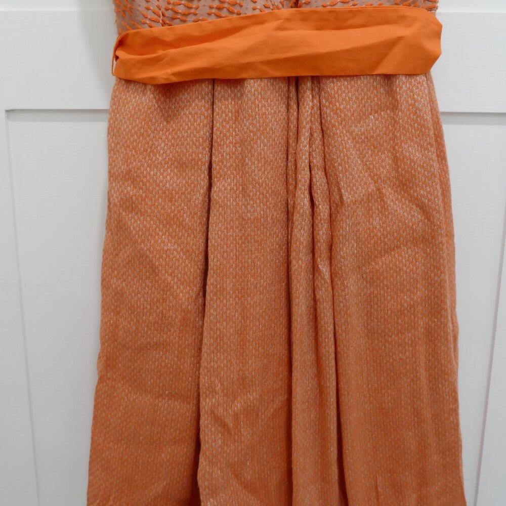 SOLD Anthropologie Eva Franco Dress Swing Orange Texture 50's Housewife Belted - Picture 6 of 8